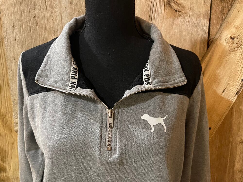 Victoria's Secret PINK 1/2 Zip Collared Sweatshirt Women's Medium Front Pocket